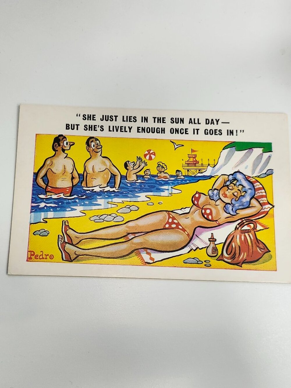 VINTAGE Sunny Pedro POST CARD Funny Risqué Beach Vacation Inappropriate Humor